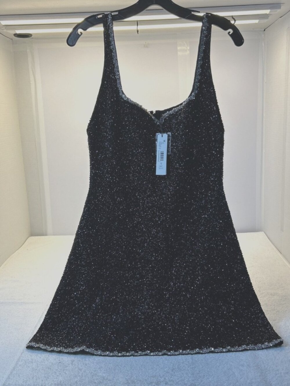 Alice + Olivia by Stacey Bendet Black/Silver Beaded Mini Dress SZ 8 New w/Tags